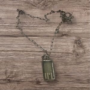 Vintage Aveda recycled Botanical green glass bottle necklace